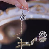 Black Rose Flower Earrings